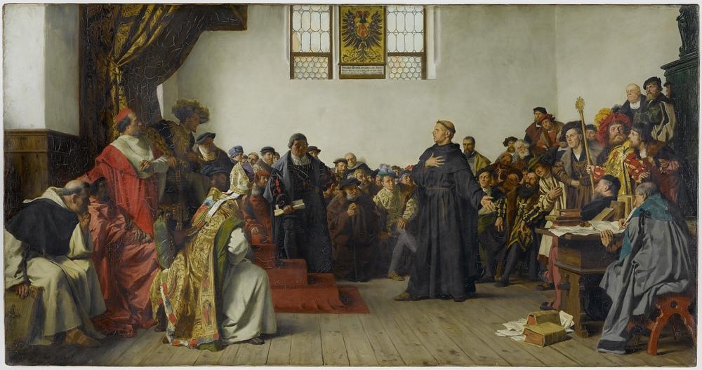 Anton von Werner, (1877), Luther at the Diet of Worms. Staatsgalerie Stuttgart. Public domain.