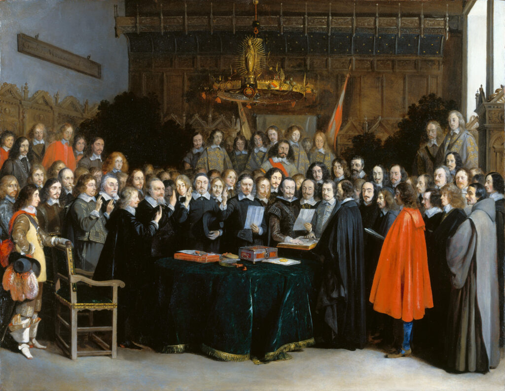 Gerard ter Borch, (1648), The Ratification of the Treaty of Münster